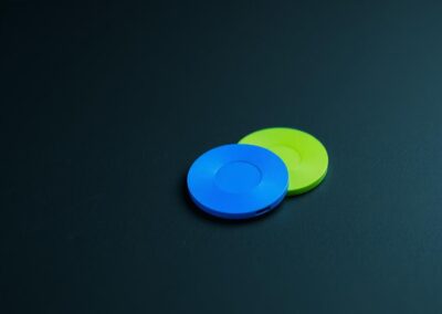 Color-coded tags — brand blue & lime